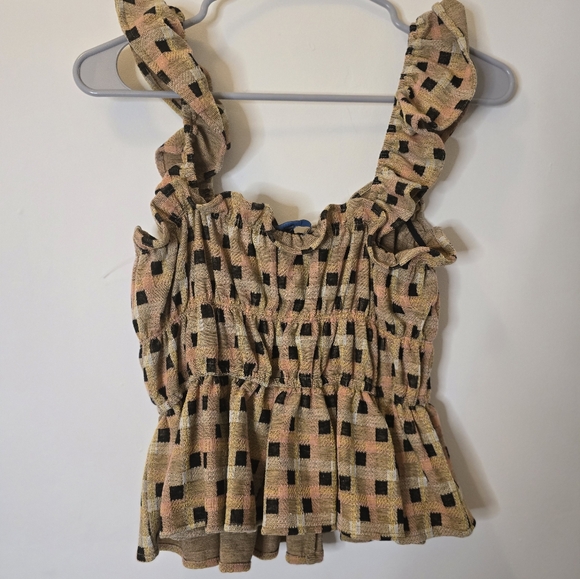 Anthropologie Eva Franco checked ruffle stop top small - Picture 5 of 5